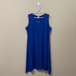 Anne Klein Ibiza Blue Asymmetrical Hem Dress-Size XL NWT